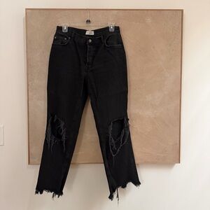Free People Black Distressed Ankle Jeans
